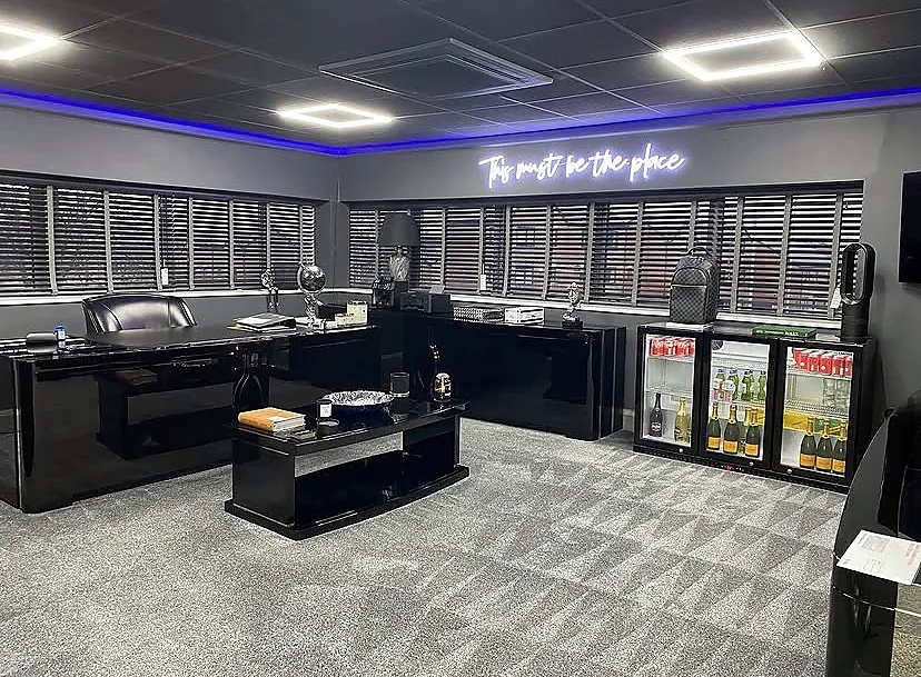 Modern office with feature lighting